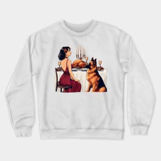 Lady And German Shepherd Thanksgiving Crewneck Sweatshirt